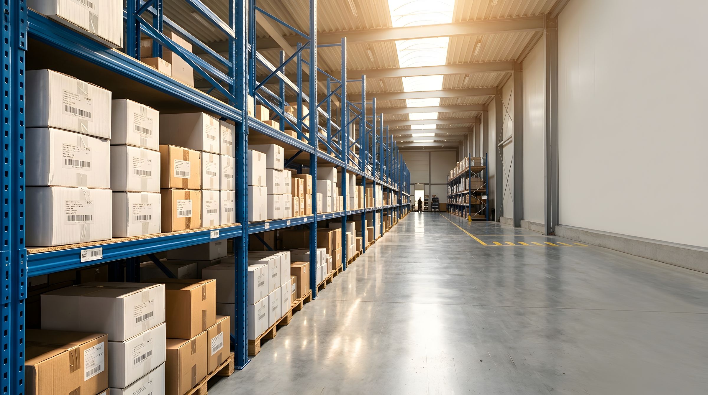 Warehouse racking aisle