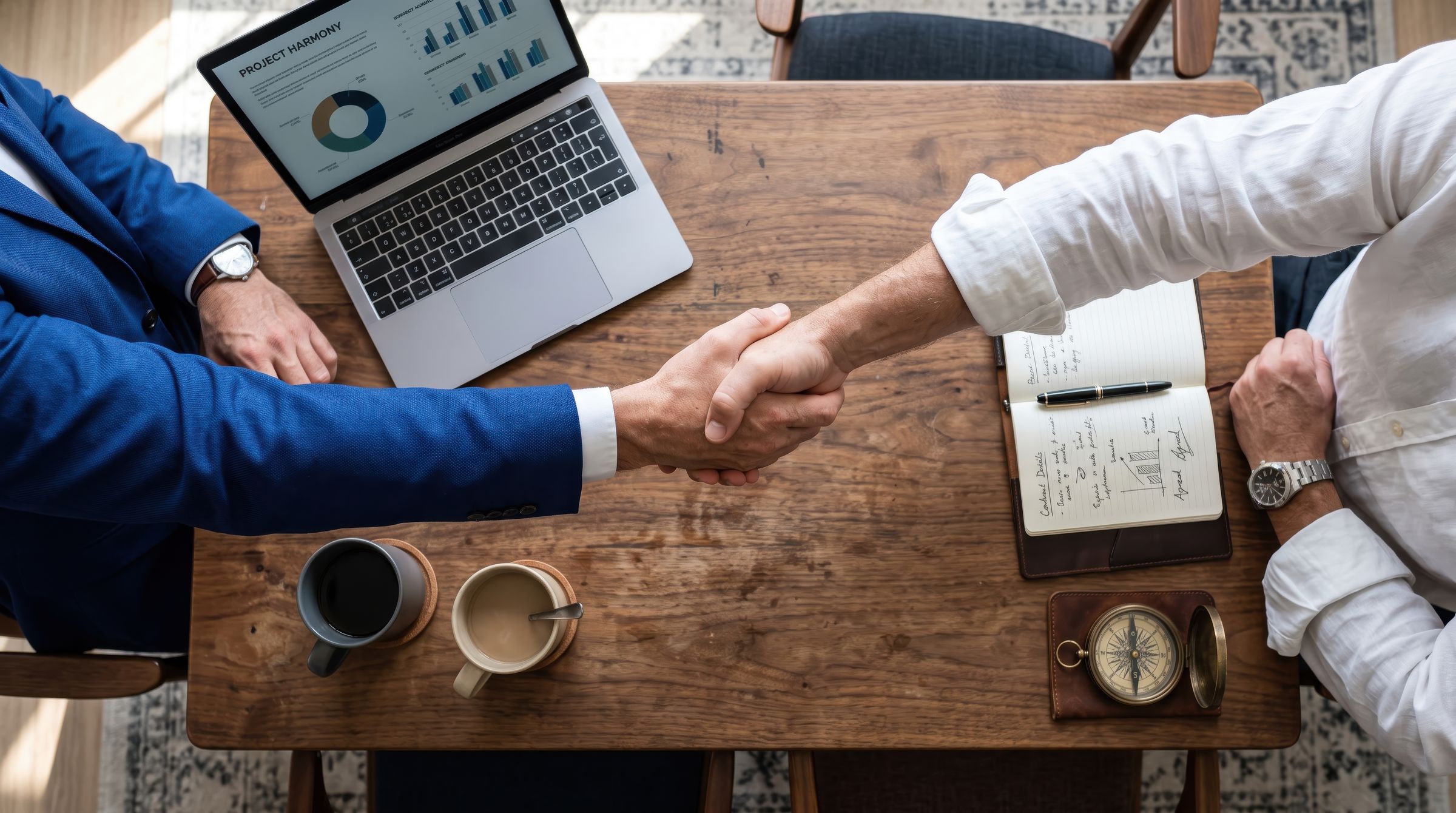 Handshake across a desk